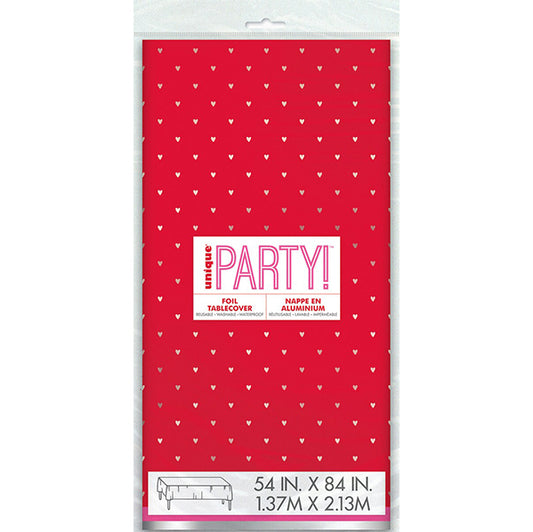 Red & Pink Valentine Printed Foil Tablecover 137cm x 274cm