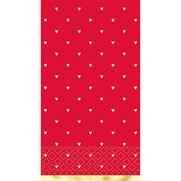 Red with Hearts Valentines Foil Stamped Guest Napkins (Pack of 16)