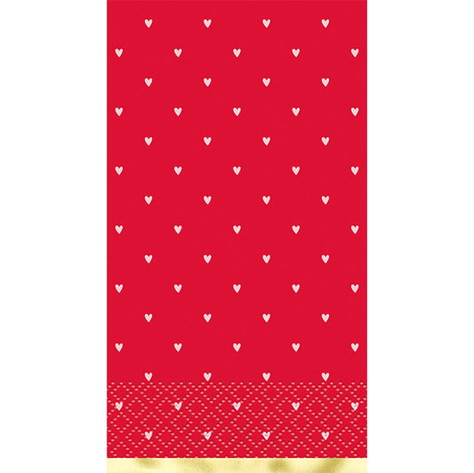 Red with Hearts Valentines Foil Stamped Guest Napkins (Pack of 16)