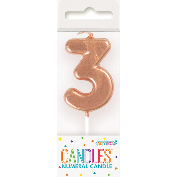 Rose Gold Mini Numeral Pick Candle - 3