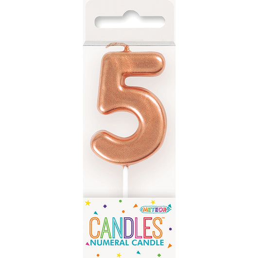 Rose Gold Mini Numeral Pick Candle - 5