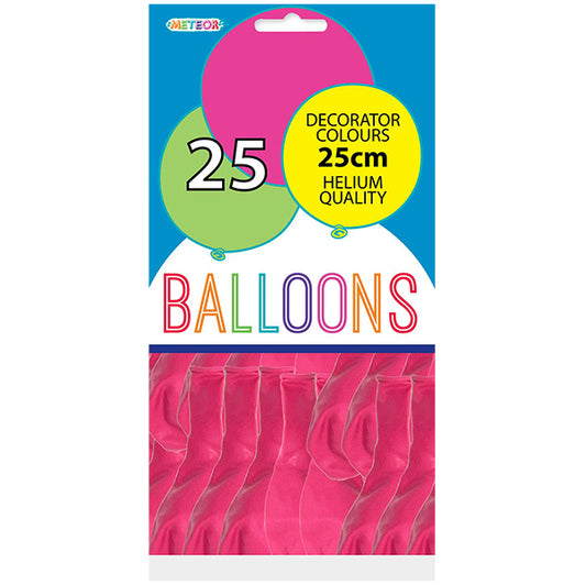 Hot Pink Decorator Balloons 25cm (Pack of 25)