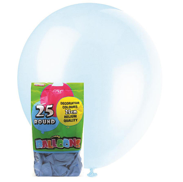 Baby Blue Decorator Balloons 25cm (Pack of 25)