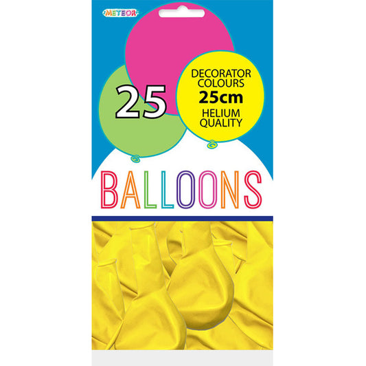 Sunburst Yellow Decorator Balloons 25cm (Pack of 25)