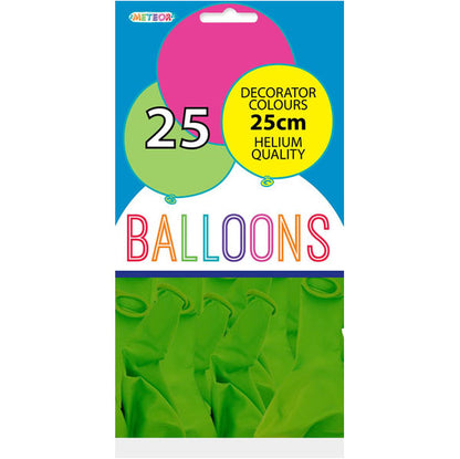 Lime Green Decorator Balloons 25cm (Pack of 25)