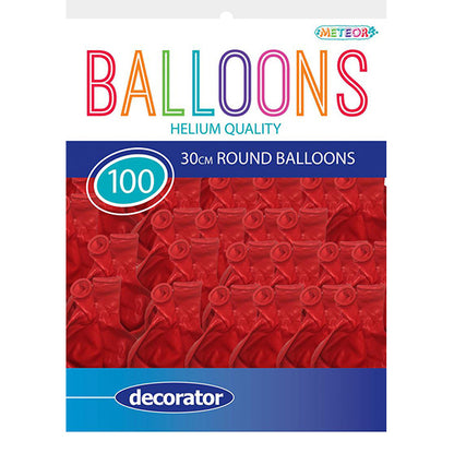 Strawberry Red Decorator Balloons 30cm (Pack of 100)