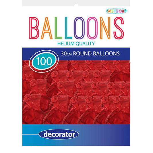 Strawberry Red Decorator Balloons 30cm (Pack of 100)