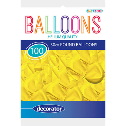 Yellow Decorator Balloons 30cm (Pack of 100)