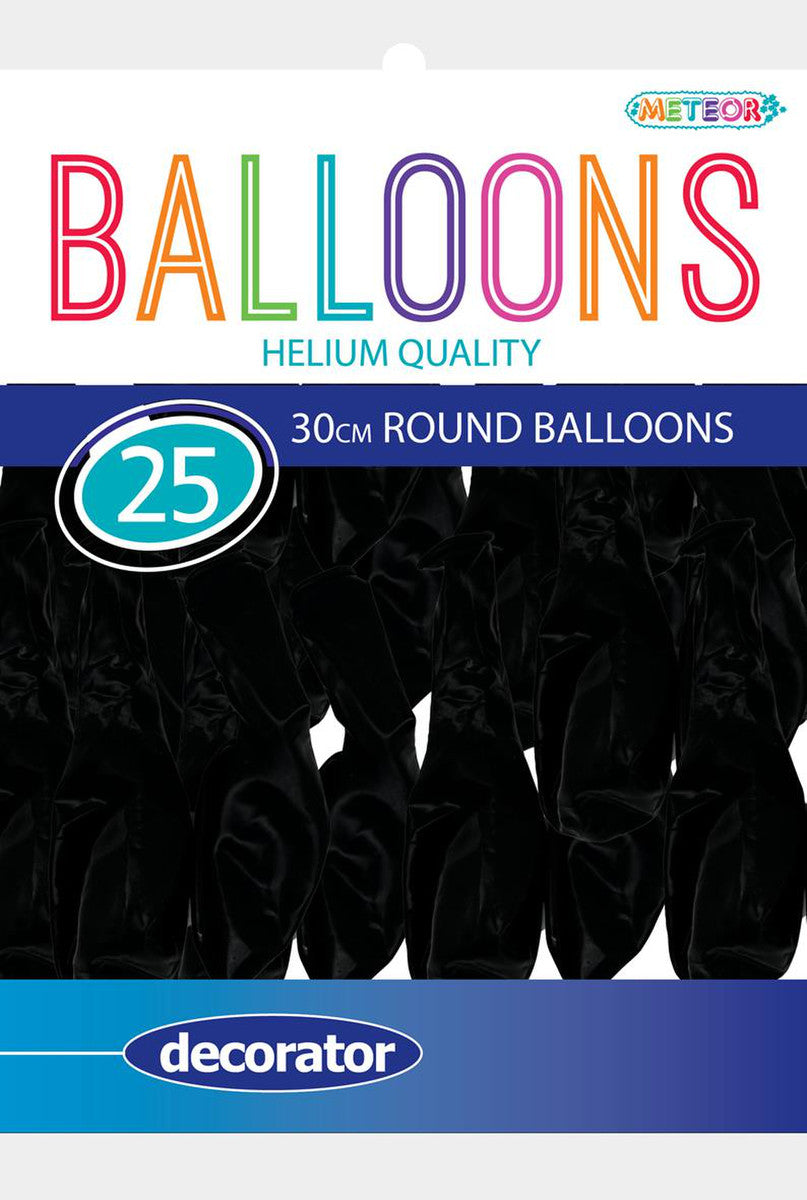 Black Decorator Balloons 30cm (Pack of 25)