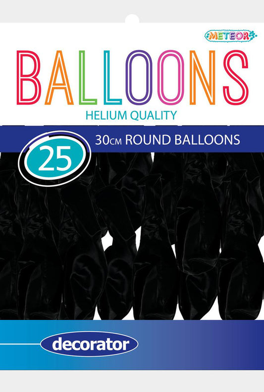 Black Decorator Balloons 30cm (Pack of 25)