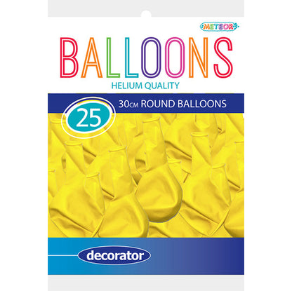 Yellow Decorator Balloons 30cm (Pack of 25)