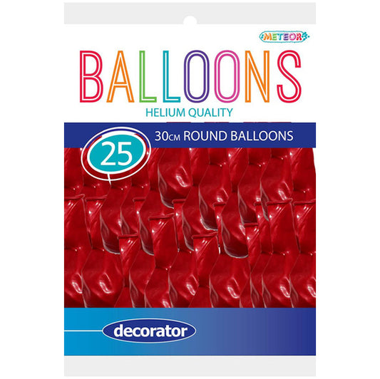 Bright Red Decorator Balloons 30cm (Pack of 25)