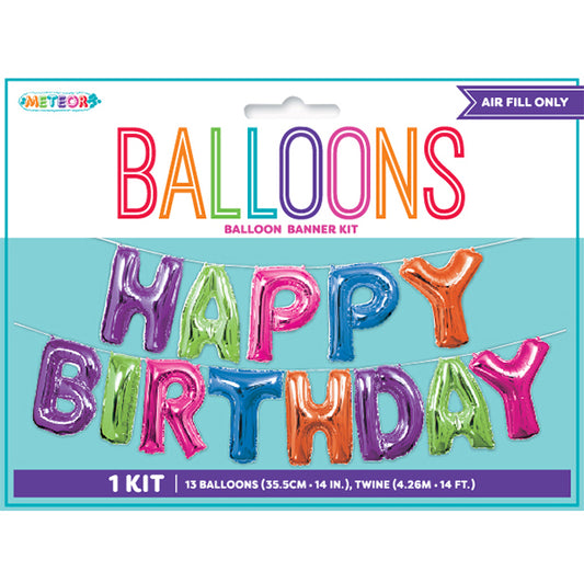 "Happy Birthday" Multi Colour Foil Letter Balloon Kit