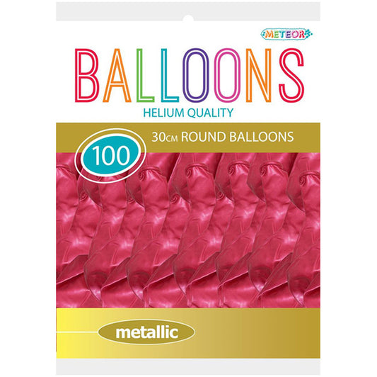 Pink Metallic Balloons 30cm (Pack of 100)