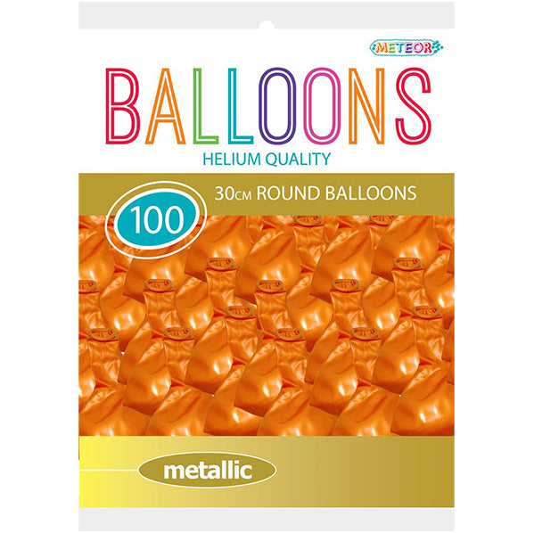 Orange Metallic Balloons 30cm (Pack of 100)