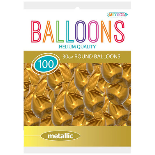 Gold Metallic Balloons 30cm (Pack of 100)