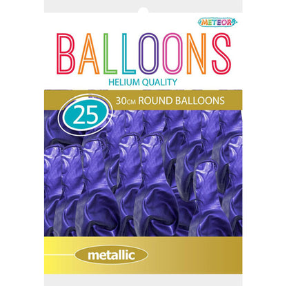 Purple Metallic Balloons 30cm (Pack of 25)