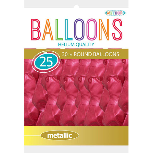 Pink Metallic Balloons 30cm (Pack of 25)