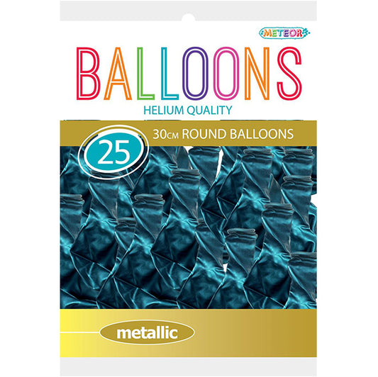 Teal Metallic Balloons 30cm (Pack of 25)