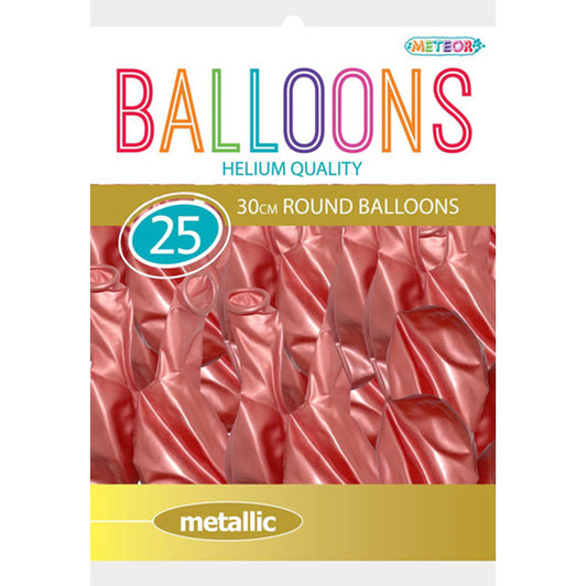 Rose Gold Metallic Balloons 30cm (Pack of 25)