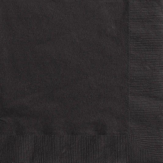 Midnight Black Beverage Napkins (Pack of 20)