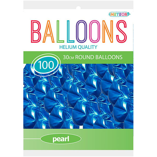 Electric Blue Pearl Balloons 30cm (Pack of 100)