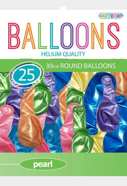 Assorted Colour Pearl Balloons 30cm (Pack of 25)