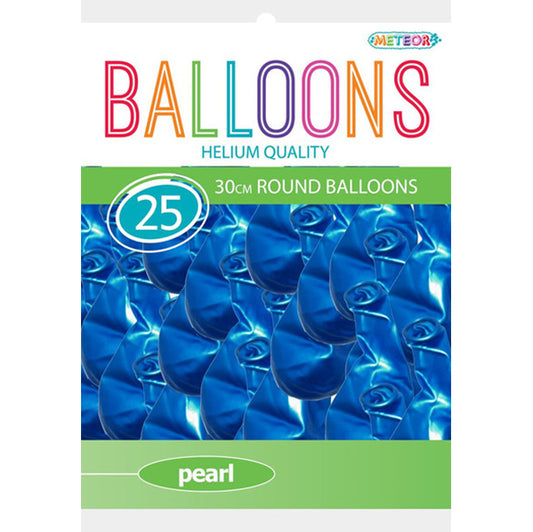 Electric Blue Pearl Balloons 30cm (Pack of 25)