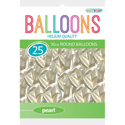 White Pearl Balloons 30cm (Pack of 25)