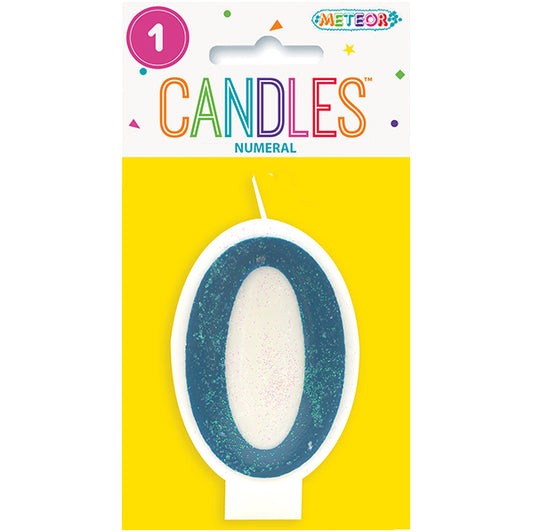 Blue Numeral Candle - 0