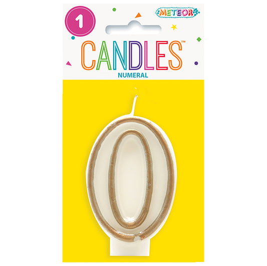 Gold Numeral Candle - 0