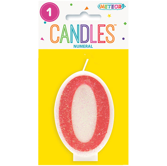 Pink Numeral Candle - 0