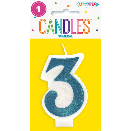 Blue Numeral Candle - 3