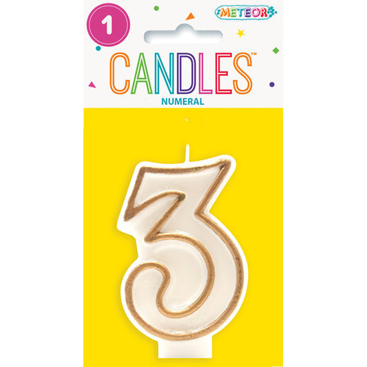 Gold Numeral Candle - 3