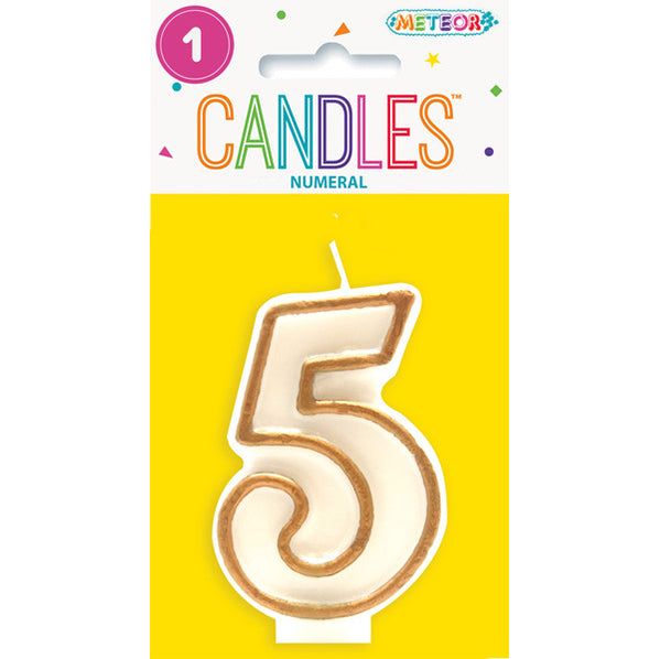 Gold Numeral Candle - 5