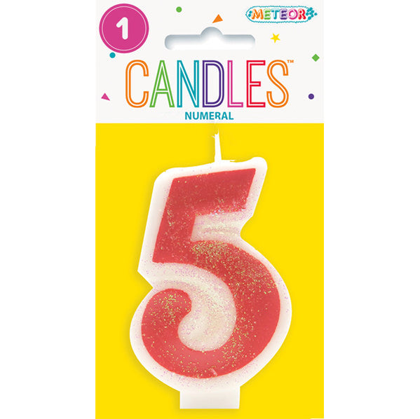 Pink Numeral Candle - 5