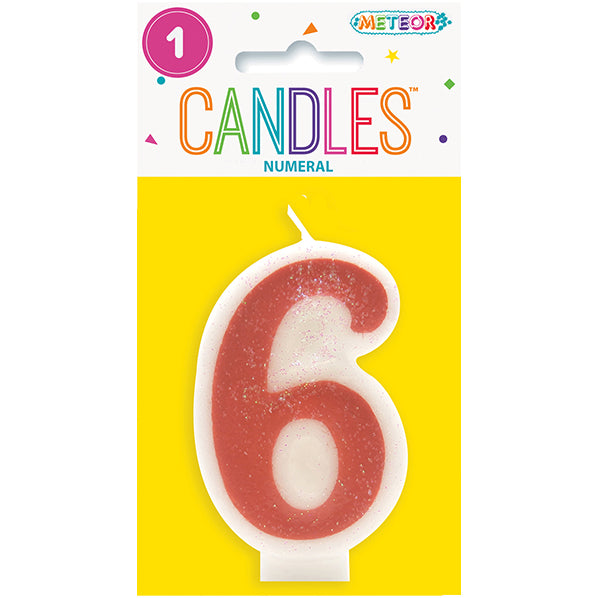 Pink Numeral Candle - 6