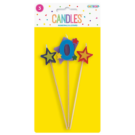 Numeral Pick Candle Set - 0 (3 piece set)