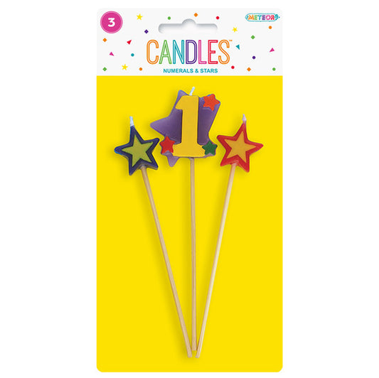 Numeral Pick Candle Set - 1 (3 piece set)