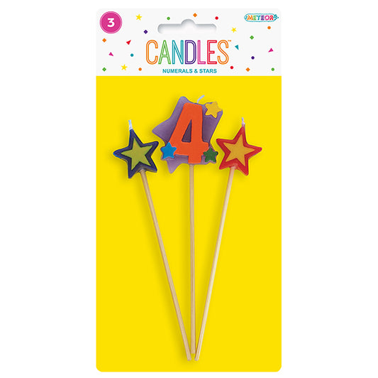 Numeral Pick Candle Set - 4 (3 piece set)