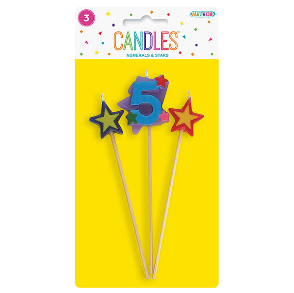 Numeral Pick Candle Set - 5 (3 piece set)