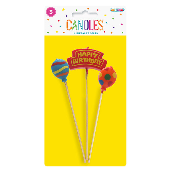 Numeral Pick Candle Set - Happy Birthday (3 piece set)