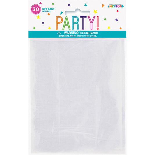 Cello Gift Bags With Ties - Clear (Pack of 30)