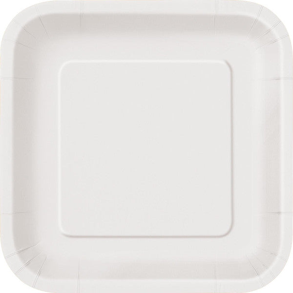 Bright White Square Paper Plates 23cm (Pack of 8)