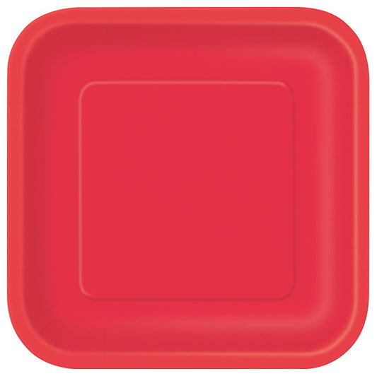 Ruby Red Square Paper Plates 23cm (Pack of 8)