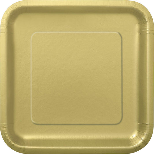 Gold Square Paper Plates 23cm (Pack of 8)