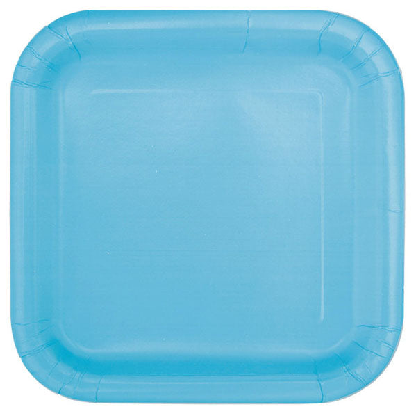 Powder Blue Square Paper Plates 23cm (Pack of 8)