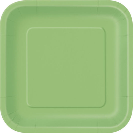 Lime Green Square Paper Plates 23cm (Pack of 8)