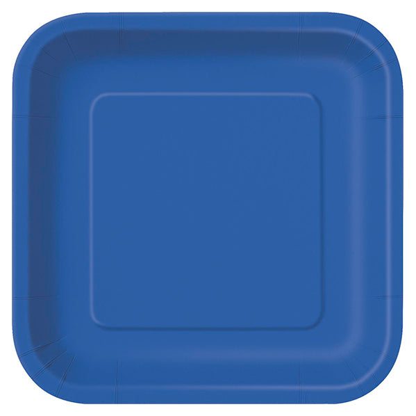 Royal Blue Square Paper Plates 23cm (Pack of 8)