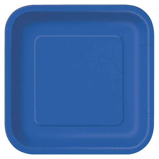 Royal Blue Square Paper Plates 23cm (Pack of 8)